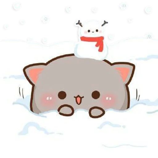 Sticker “Mochi Peach Cats WINTER-7”